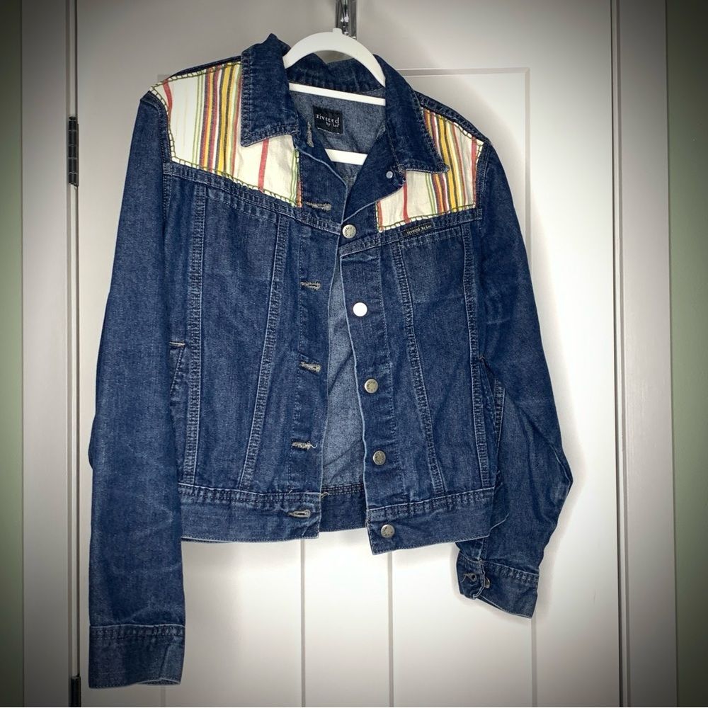Upcycled Lee Denim Jacket With HandStitched Embroidered Fabric Embellishment